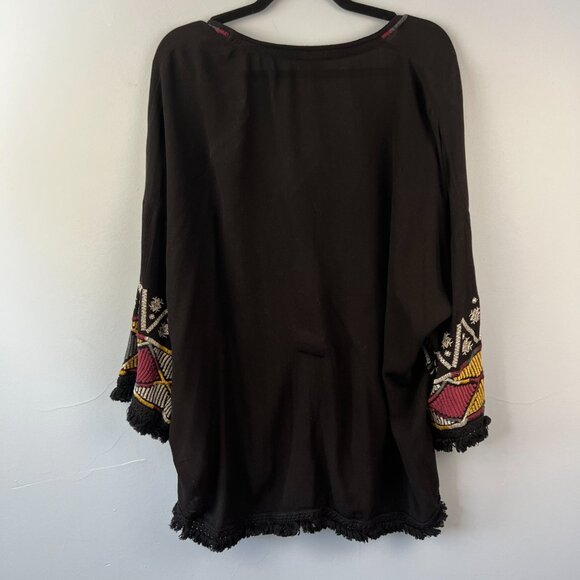 Knox Rose Embroidered Fringe Kimono Jacket Size L Boho Hippie Festival - Picture 8 of 8